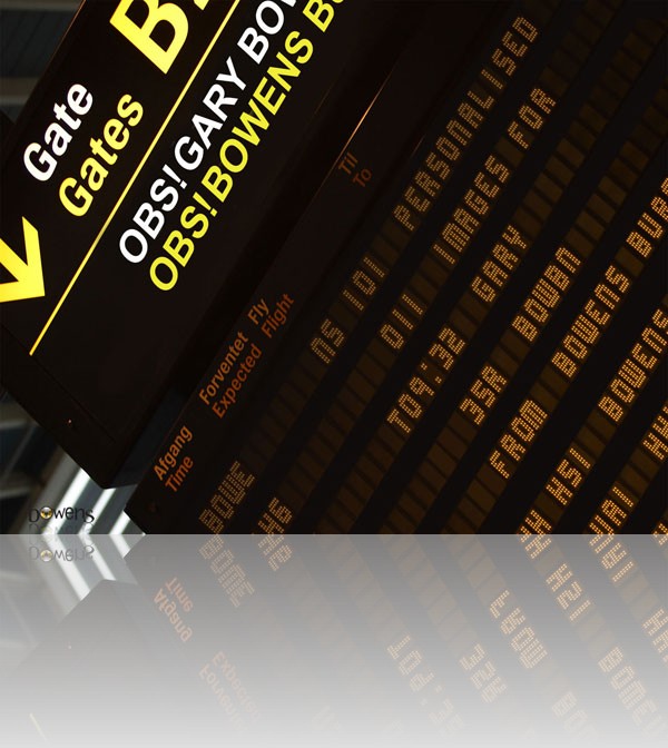Airport announcement sign